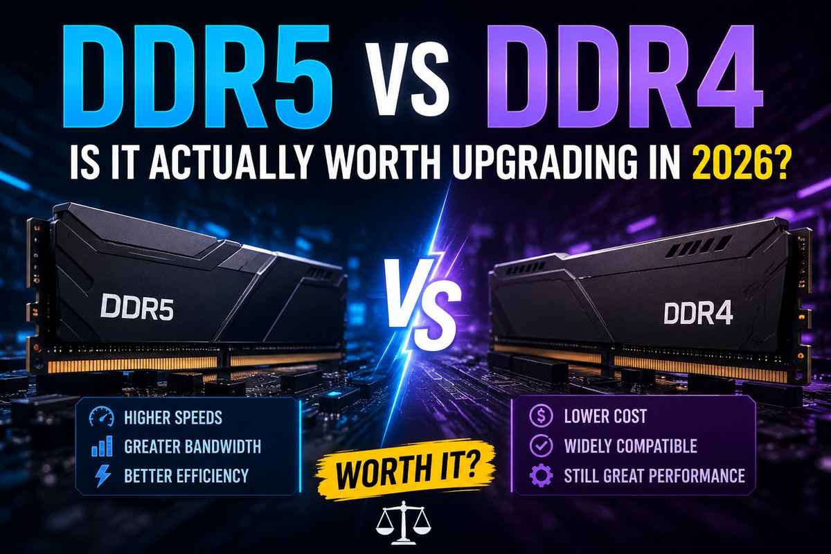 DDR5 vs DDR4 RAM comparison showing speeds, bandwidth and whether it is worth upgrading in 2026