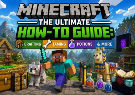 Minecraft how-to guide covering crafting, taming, potions and more