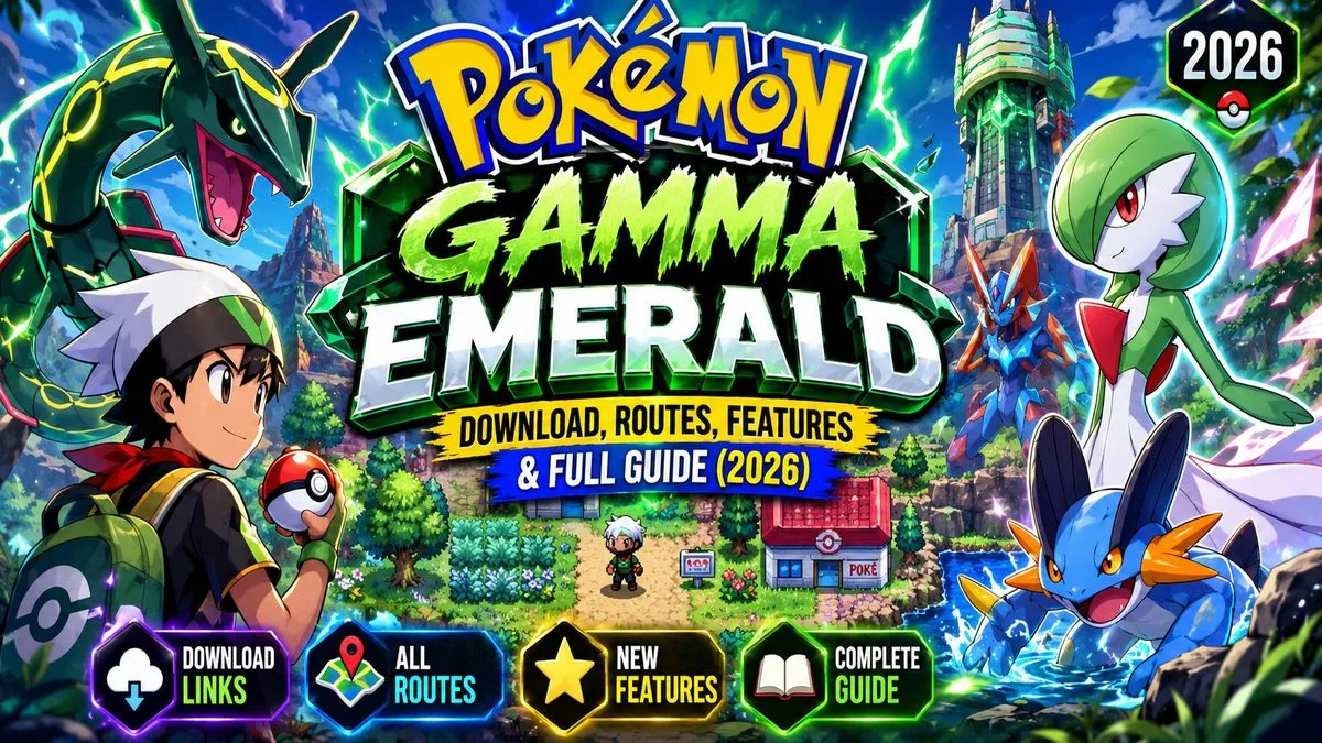 Pokemon Gamma Emerald Download Routes Features and Full Guide 2026 featuring Rayquaza Gardevoir and trainer