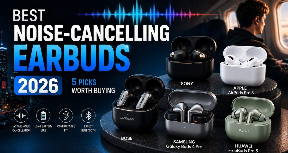 Best noise-cancelling earbuds 2026, 5 picks worth buying: Bose, Sony, Apple AirPods Pro 3, Samsung Galaxy Buds 4 Pro, and Huawei FreeBuds Pro 5