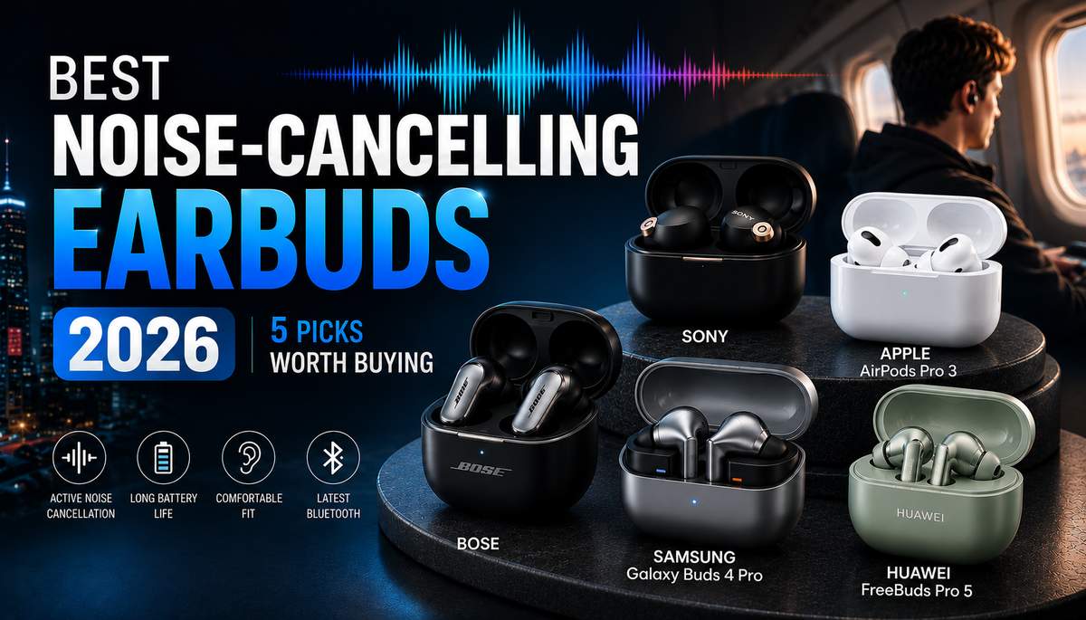 Best noise-cancelling earbuds 2026, 5 picks worth buying: Bose, Sony, Apple AirPods Pro 3, Samsung Galaxy Buds 4 Pro, and Huawei FreeBuds Pro 5