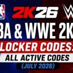 NBA 2K26 and WWE 2K26 locker codes featured image showing all active codes for July 2026